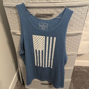 LG Blue Tank Top with White Flag Print